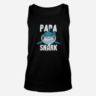 Funny Papa Shark Shirt Deep Sea Ocean Life Dad Gift Unisex Tank Top - Seseable