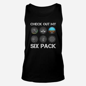 Funny Pilot Top Airplane Six Pack Flight Instruments Unisex Tank Top - Seseable