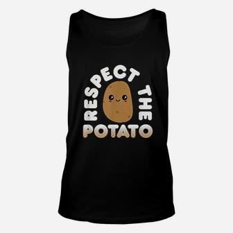 Funny Potato Gift Cute Kawaii Style Respect The Potato Unisex Tank Top - Seseable