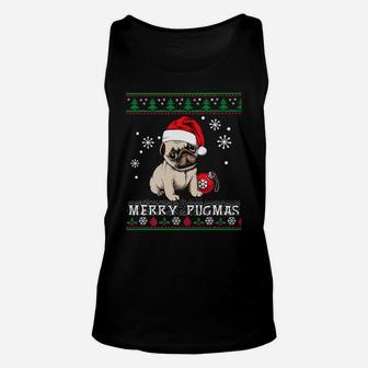 Funny Pug Christmas Sweater Merry Pugmas Dogs Lovers Unisex Tank Top - Seseable
