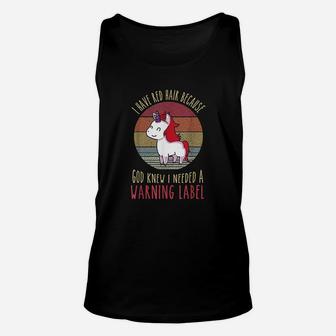 Funny Redhead Quote A Redhead Is Gods Warning Label Unisex Tank Top - Seseable