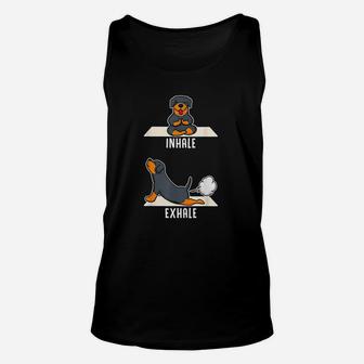 Funny Rottweiler Puppy Yoga Poses Asanas For Yoga Classes Unisex Tank Top - Seseable