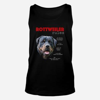 Funny Rules For The Owner Of A Rottweiler Unisex Tank Top - Seseable