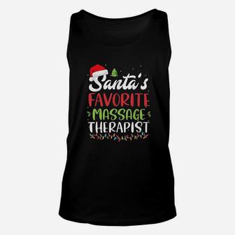 Funny Santas Favorite Massage Therapist Christmas Gift Unisex Tank Top - Seseable
