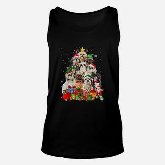 Funny Shih Tzu Christmas Tree Lights Gift Dog Lover Unisex Tank Top - Seseable