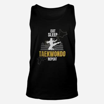 Funny Taekwondo Athlete Gift Ideas Eat Sleep Taekwondo Repeat Unisex Tank Top - Seseable