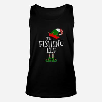 Funny The Fishing Elf Matching Family Group Gift Christmas Unisex Tank Top - Seseable