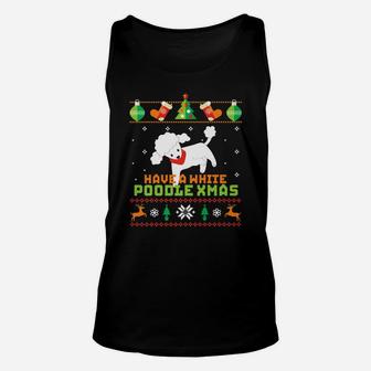 Funny Ugly Sweater Dog Lover White Poodle Christmas Unisex Tank Top - Seseable