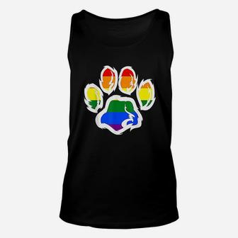 Furry Pride Rainbow Fursuit Dog Paw Print Lgbt Unisex Tank Top - Seseable