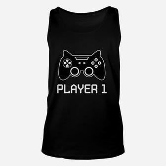 Gamer For Father And Son Daughter Player 1 Unisex Tank Top - Seseable