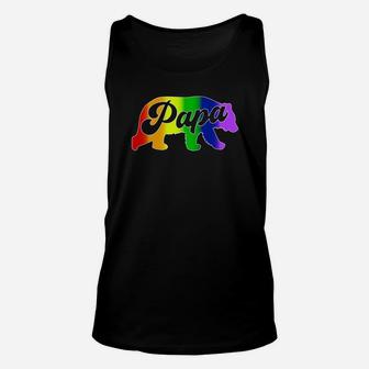 Gay Dad Shirt Papa Bear Pride Rainbow Colors Fathers Day Unisex Tank Top - Seseable