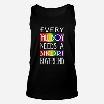 Gay Pride Valentines Day Lgbt Gift Tall Boyfriend Gay Couple Unisex Tank Top - Seseable