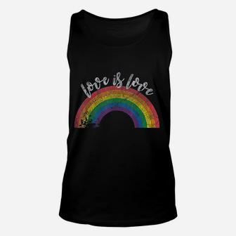 Gay Pride Vintage Rainbow Lgbt Love Is Love Unisex Tank Top - Seseable