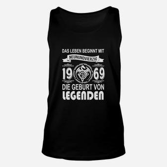 Geburt von Legenden 1969 Schwarzes Unisex TankTop, Lebensmotto Jahrgang Tee - Seseable