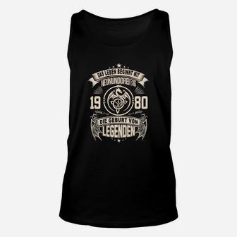 Geburt von Legenden 1980, Schwarzes Unisex TankTop für Männer mit Jahrgangsmotiv - Seseable