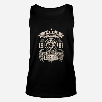 Geburt von Legenden 1981 Schwarzes Tee, Vintage Design Unisex TankTop - Seseable