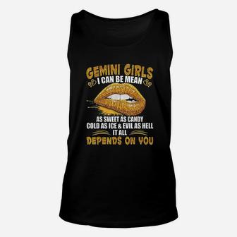Gemini Girl I Can Be Mean Golden Gemini Gift Unisex Tank Top - Seseable
