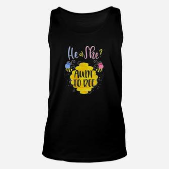 Gender Reveal What Will It Bee Theme He Or She Aunt To Bee Unisex Tank Top - Seseable