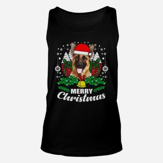 German Shepherd Merry Christmas Dog Lover Gift Unisex Tank Top - Seseable