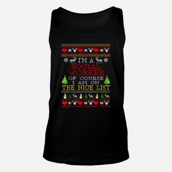Gift For Social Worker Ugly Christmas Sweater Tshirt Unisex Tank Top - Seseable