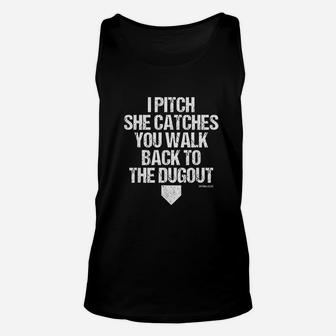 Girls Fastpitch Catcher Pitcher Funny Softball Unisex Tank Top - Seseable