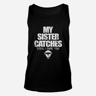 Girls Fastpitch Softball Catcher Funny Brother Sister Unisex Tank Top - Seseable