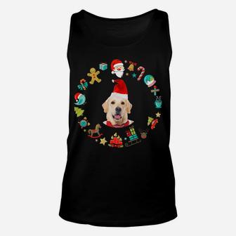 Golden Retriever Christmas Santa Hat Dog Lovers Unisex Tank Top - Seseable