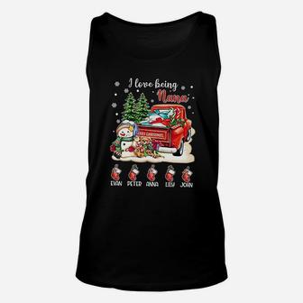 Grandma I Love Being Grandma Red Truck And Snowman Gift Unisex Tank Top - Seseable