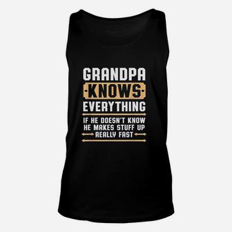 Grandpa Knows Everything Pops Grandpa Gift Unisex Tank Top - Seseable