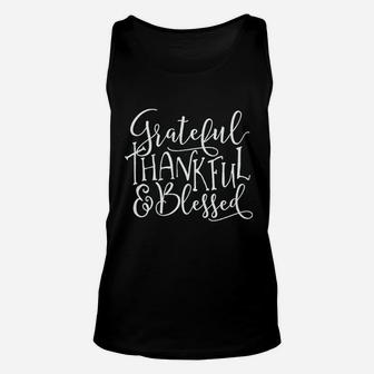 Grateful Thankful Blessed Thanksgiving Funny Unisex Tank Top - Seseable