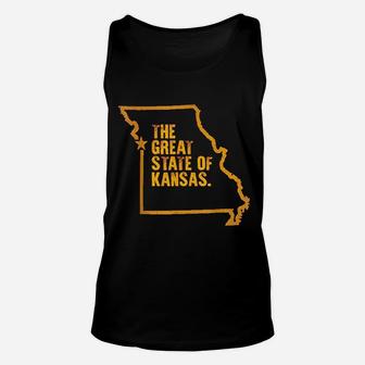 Great State Of Kansas Vintage Missouri Map Funny Unisex Tank Top - Seseable