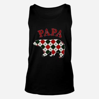 Green Red Cream Papa Bear, best christmas gifts for dad Unisex Tank Top - Seseable