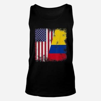 Half Colombian Flag Vintage Colomobia Usa Gift Unisex Tank Top - Seseable