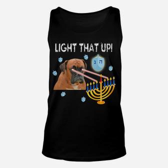 Hanukkah Funny Boxer Dog Menorah Casual Gelt Gift Unisex Tank Top - Seseable