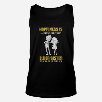 Happiness Is Annoying Elder Sister Distressed Unisex Tank Top - Seseable