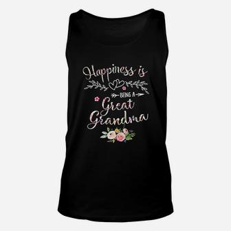 Happiness Is Being A Great Grandma For Women Flower Grandma Unisex Tank Top - Seseable
