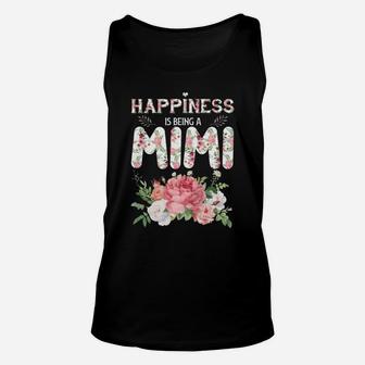 Happiness Is Being A Mimi Vintage Floral Gift For Grandma Unisex Tank Top - Seseable