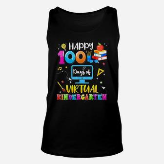 Happy 100th Day Of School Virtual Learning Kindergarten Gift Unisex Tank Top - Seseable