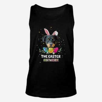 Happy Easter Cute Bunny Rottweiler Great Gift For Dog Lovers Unisex Tank Top - Seseable