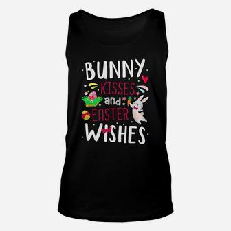 Happy Easter Day Funny T Shirt Bunny Kisses And Easter Wishes Shirt Sunday Easter Day Black Youth B Unisex Tank Top - Seseable