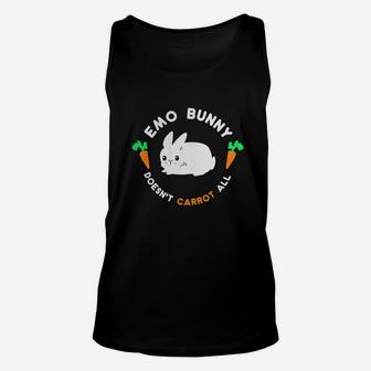 Happy Easter Day Funny T Shirt Emo Bunny Doesn't Carrot All Shirt, Funny Cute Easter Gift Black Wom Unisex Tank Top - Seseable