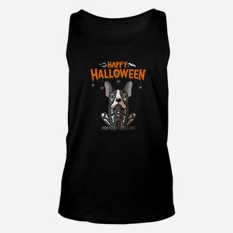 Happy Halloween French Bulldog Skeleton Dog Costume Shirt Unisex Tank Top - Seseable