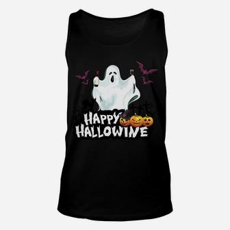 Happy Hallowine Halloween Ghost Boo Wine Lover Unisex Tank Top - Seseable