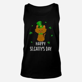 Happy St Cattys St Patricks Day Lucky Cat Love Gif Unisex Tank Top - Seseable