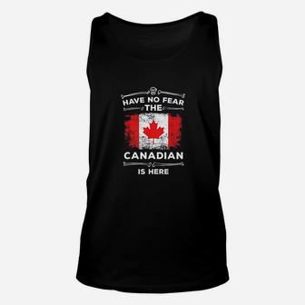 Have No Fear The Canadian Is Here Halloween Canada Flag Unisex Tank Top - Seseable