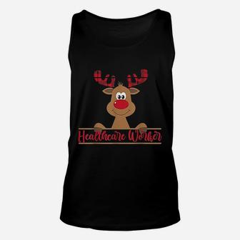 Healthcare Worker Cute Reindeer Christmas Unisex Tank Top - Seseable