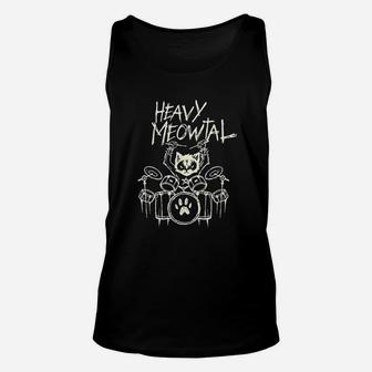 Heavy Meowtal Headbanger Gift Drummer Cat Playing Drum Meowtal Unisex Tank Top - Seseable