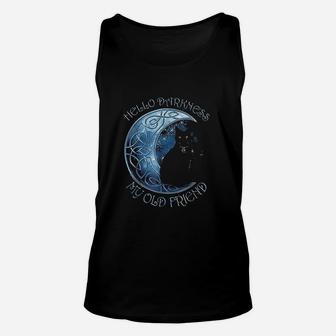 Hello Darkness My Old Friend Funny Cat Moon Unisex Tank Top - Seseable
