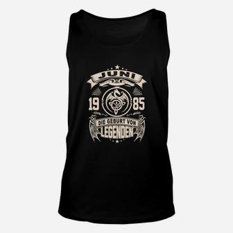 Herren Unisex TankTop 19. Juni 1985, Geburt von Legenden Design, Schwarzes Unisex TankTop - Seseable