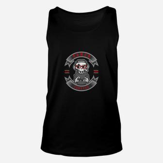 Herren Unisex TankTop Schwarz mit Bulldoggen-Pirat Grafik, Freibeuter Motiv Tee - Seseable